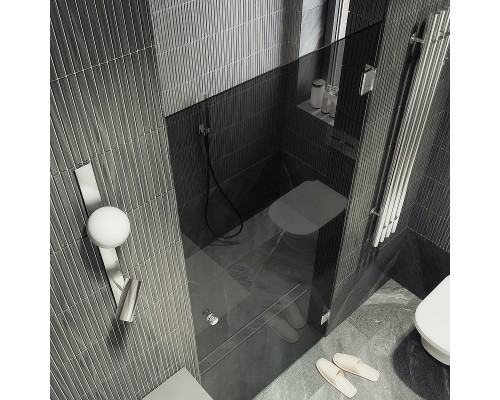 Душевая дверь Maybah Glass MGD-529-4 905x1950 на петлях Хром глянцевый стекло графитовое