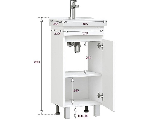 Тумба под раковину Onika Милтон Квадро 40 104009 Белая