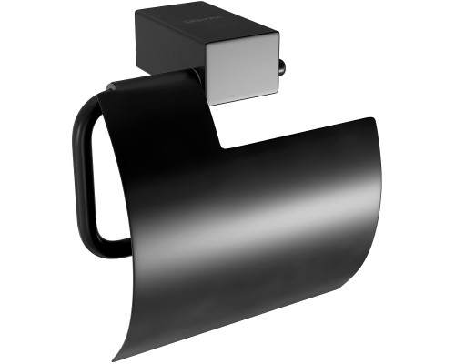 Держатель туалетной бумаги Lemark Smooth Line 9722011 с крышкой Черный матовый