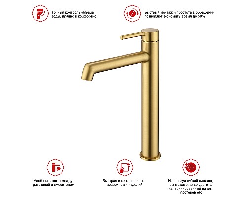 Смеситель для раковины Raglo R20.15.03 Золото матовое