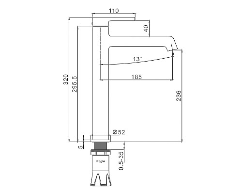 Смеситель для раковины Raglo R20.15.03 Золото матовое