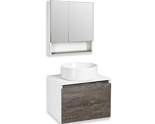 Тумба под раковину Runo Бари 60 00-00001378 подвесная Железный камень Белая