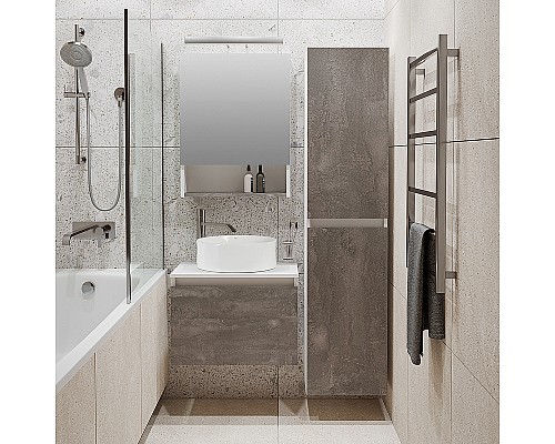 Тумба под раковину Runo Бари 60 00-00001378 подвесная Железный камень Белая