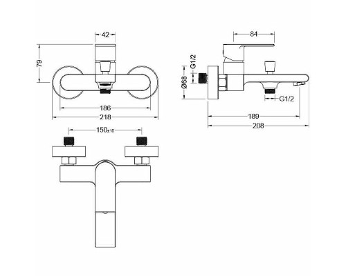 Смеситель для ванны Aquatek Лира AQ1440CR Хром