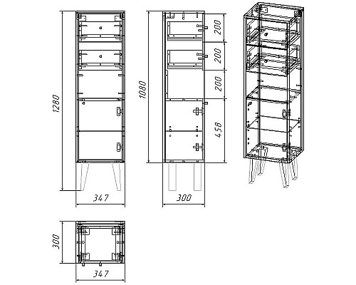 Шкаф пенал Dreja Luno 35 R 99.2005 Белый глянец Шкаф пенал Dreja Luno 35 R 99.2005 Белый глянец
