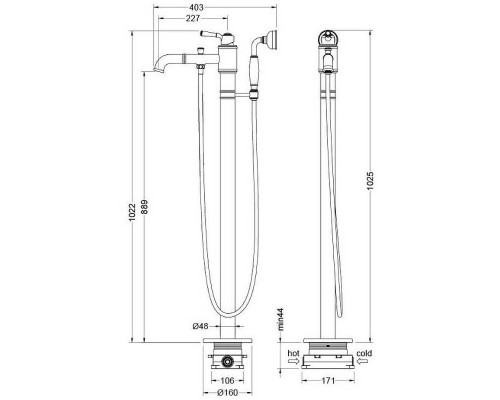 Смеситель для ванны Aquatek Классик AQ1545CR Хром