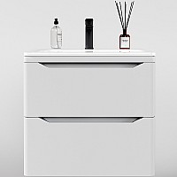 Тумба под раковину Style Line Марелла 60 Люкс Plus СС-00002404 подвесная Белый матовый антискрейтч