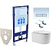 Комплект унитаза с инсталляцией Aquatek Set Aquatek Мия 4в1 с сиденьем Микролифт и клавишей смыва Белый глянцевый Никель