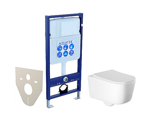 Комплект унитаза с инсталляцией Aquatek Set Aquatek Лугано с сиденьем Микролифт