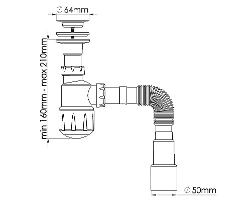 Сифон для раковины Nova 1050 Белый