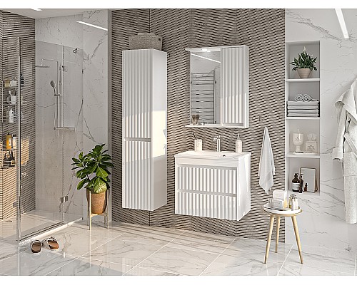 Зеркало со шкафом Brevita Balaton 65 R BAL-04065-01-П с подсветкой Белое матовое Зеркало со шкафом Brevita Balaton 65 R BAL-04065-01-П с подсветкой Белое матовое
