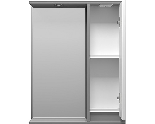 Зеркало со шкафом Brevita Balaton 65 R BAL-04065-01-01П с подсветкой Белое матовое Серое матовое