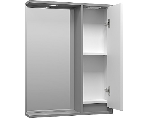 Зеркало со шкафом Brevita Balaton 65 R BAL-04065-01-01П с подсветкой Белое матовое Серое матовое