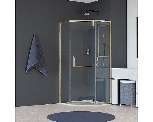 Душевой уголок RGW Hotel HO-084Gb 100x100 350608400-016 профиль Золото брашированное стекло прозрачное