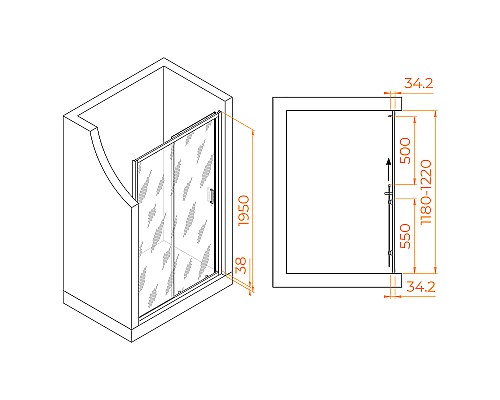 Душевая дверь RGW Passage PA-14Gr 120 41081412-110 профиль Серый стекло прозрачное