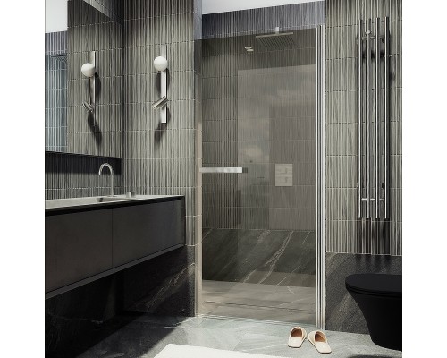 Душевая дверь Maybah Glass MGD-454-5 800x1980 на монопетле Хром матовый стекло бронзовое