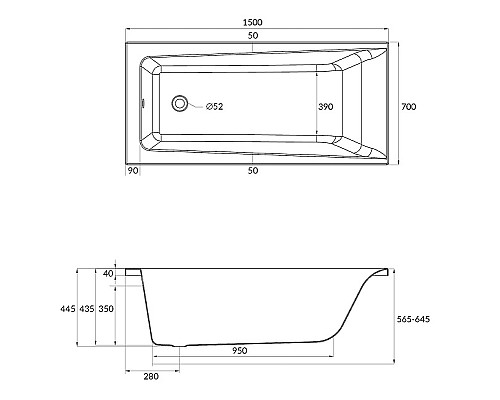 Акриловая ванна Cersanit Lorena 150х70 64531 без гидромассажа