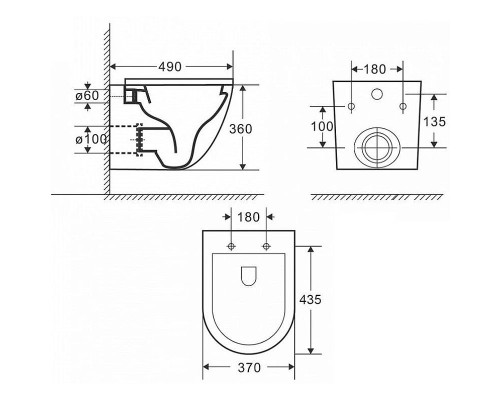 Комплект унитаза с инсталляцией Maretti Elena EA73UM56052 с сиденьем Микролифт и Черной матовой клавишей смыва