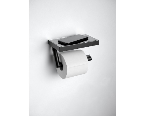 Держатель туалетной бумаги Keuco Collection Reva 12873 379000 с полкой Черный матовый