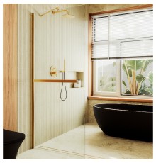 Душевая перегородка Maybah Glass 790x1950 в широком профиле Золото стекло прозрачное