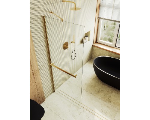 Душевая перегородка Maybah Glass MGD-726-3ш 790x1950 в широком профиле Золото стекло прозрачное
