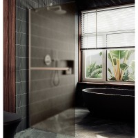 Душевая перегородка Maybah Glass 790x1950 в широком профиле Хром матовый стекло бронзовое матовое