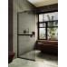 Душевая перегородка Maybah Glass 790x1950 в узком профиле Черный стекло бронзовое матовое