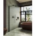 Душевая перегородка Maybah Glass 890x1950 в широком профиле Черный стекло сатиновое