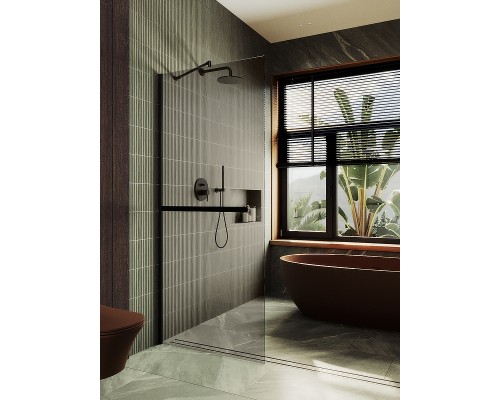 Душевая перегородка Maybah Glass MGD-733-6ш 890x1950 в широком профиле Черный стекло бронзовое