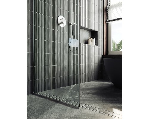 Душевая перегородка Maybah Glass MGD-689-5у 890x1950 в узком профиле Хром матовый стекло прозрачное