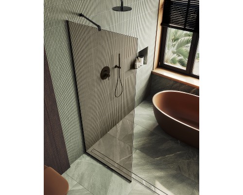 Душевая перегородка Maybah Glass MGD-691-6у 890x1950 в узком профиле Черный стекло бронзовое