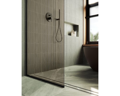 Душевая перегородка Maybah Glass MGD-691-6у 890x1950 в узком профиле Черный стекло бронзовое