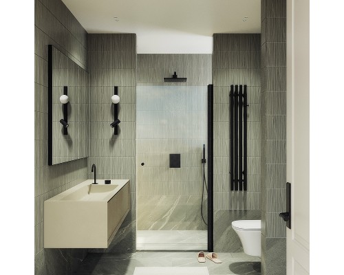 Душевая дверь Maybah Glass MGD-809-6 900x1980 на монопетле Черный стекло прозрачное