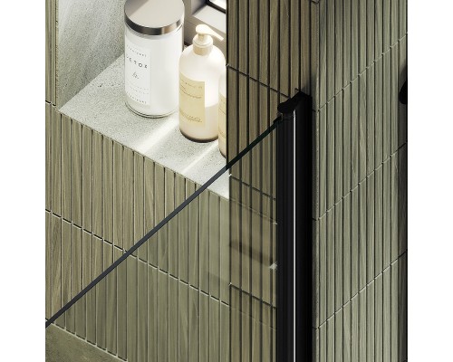 Душевая дверь Maybah Glass MGD-809-6 900x1980 на монопетле Черный стекло прозрачное