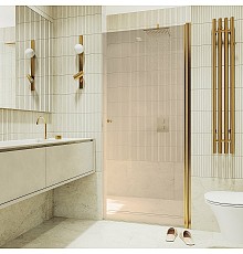 Душевая дверь Maybah Glass MGD-798-3 600x1980 на монопетле Золото стекло бронзовое