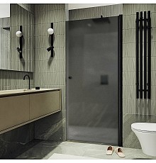 Душевая дверь Maybah Glass MGD-801-6 600x1980 на монопетле Черный стекло графитовое матовое