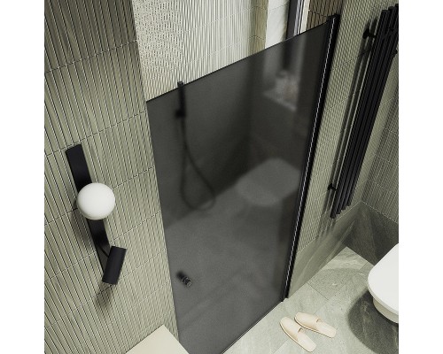 Душевая дверь Maybah Glass MGD-801-6 600x1980 на монопетле Черный стекло графитовое матовое