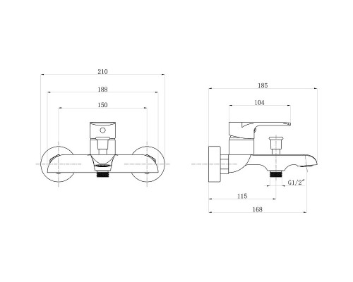 Смеситель для ванны beWash Bliss BVMM0BT123 Хром