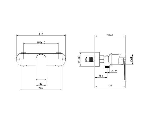 Смеситель для душа beWash Purify BVMM0SH500 Хром