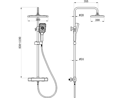 Душевая система beWash BV1TMSS6121 с термостатом Черная матовая