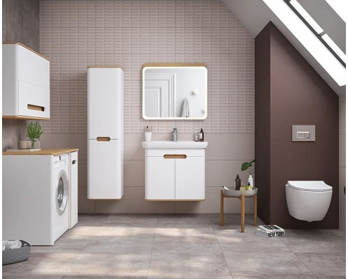 Шкаф пенал Vitra Sento 40 L подвесной с бельевое корзиной Белый матовый