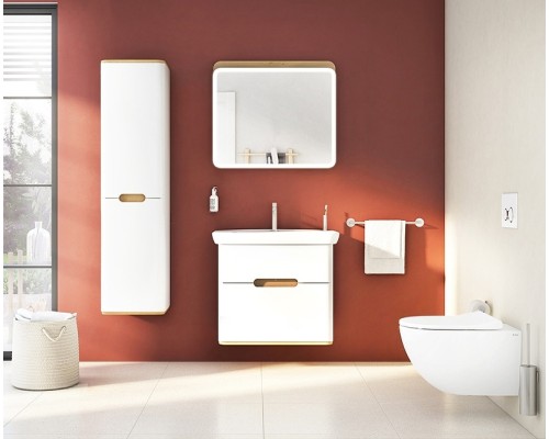 Шкаф пенал Vitra Sento 40 L подвесной с бельевое корзиной Белый матовый