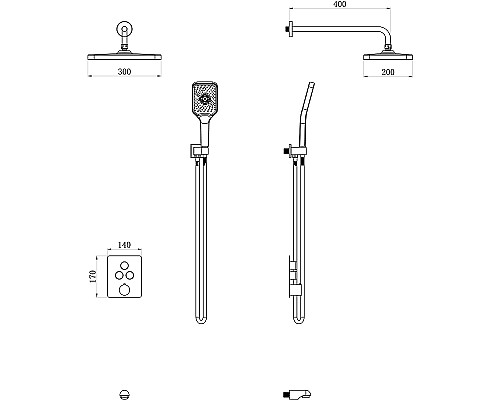 Душевая система beWash BV3ITSS222 с термостатом Белая матовая