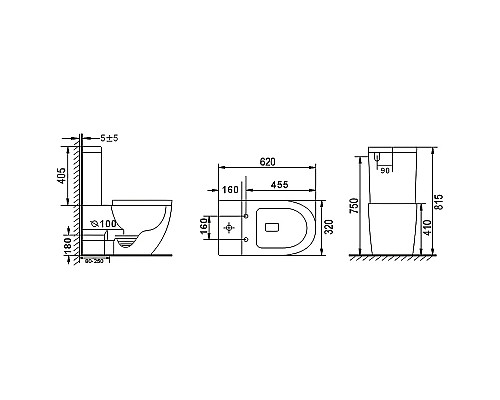 Унитаз компакт beWash Lusso BKBWR004620 Белый глянец с бачком и сиденьем Микролифт