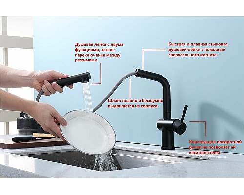 Смеситель для кухни Raglo R86.49.06 Черный матовый