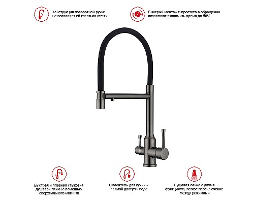 Смеситель для кухни Raglo R81.63.09 Графит матовый Черный