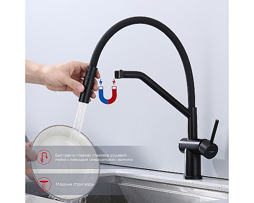 Смеситель для кухни Raglo R86.41.06 Черный матовый