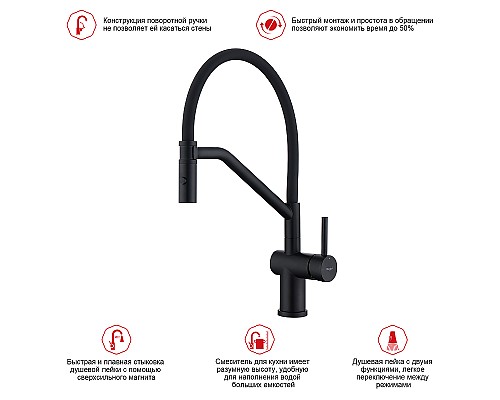 Смеситель для кухни Raglo R86.41.06 Черный матовый