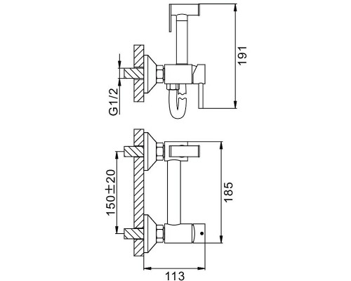 Гигиенический душ со смесителем Splenka S99.51.06 Черный матовый