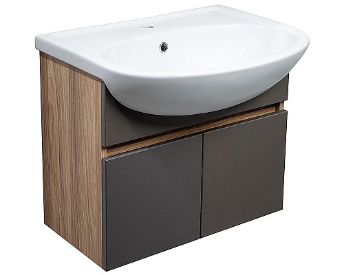 Тумба под раковину Runo Лада 50 00-00001367 подвесная Дуб серый Графит